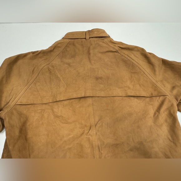 Surface to Air Seasaw Biker Jacket Tan Nubuck Leather Motorcycle Neck Straps M - Picture 8 of 16